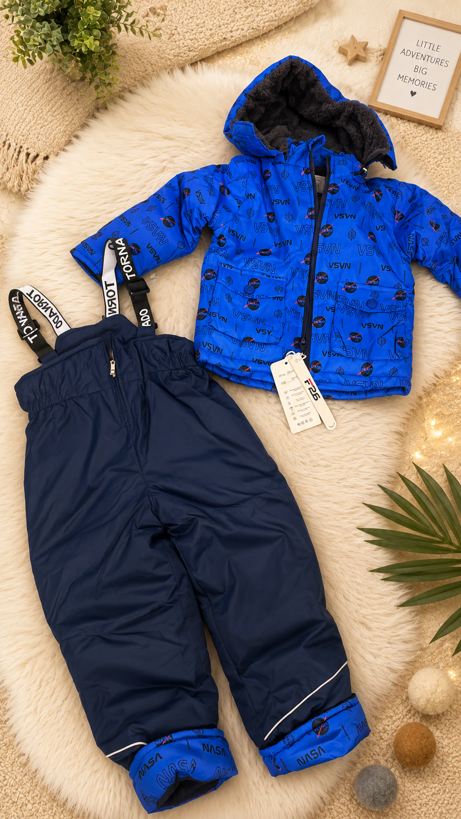 Boys’ Winter Set – Blue Puffer Jacket & Snow Pants
