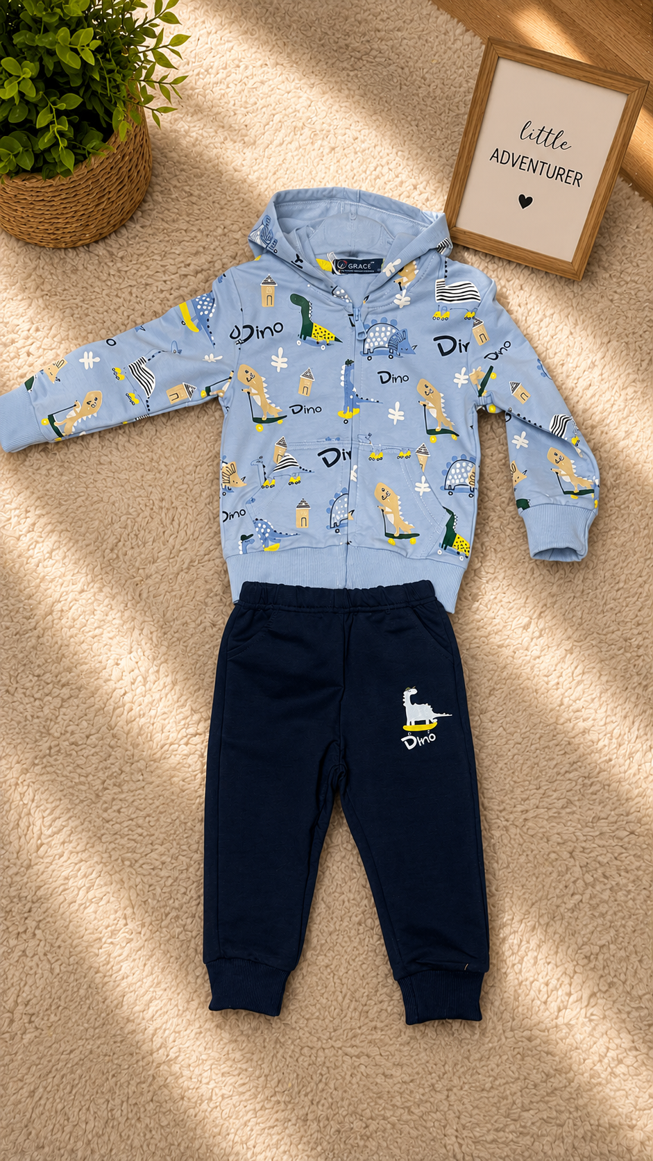 2-Piece Boys Dinosaur Hoodie Set