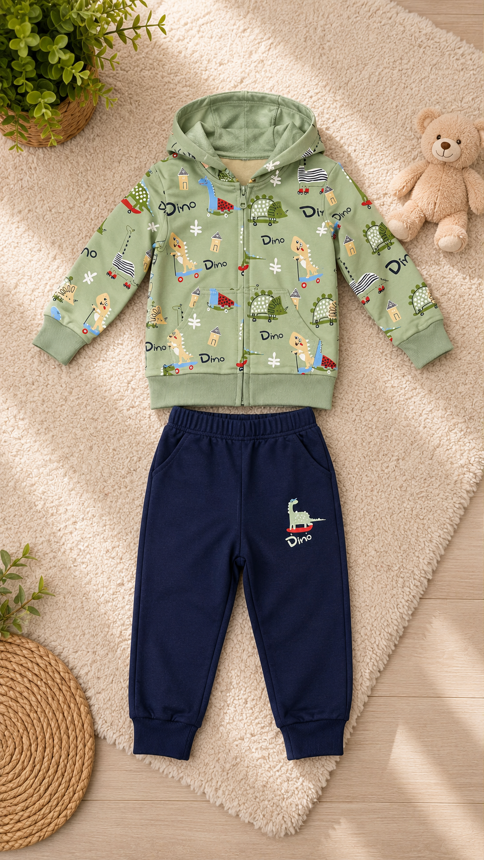 2-Piece Boys Dinosaur Hoodie & Jogger Set