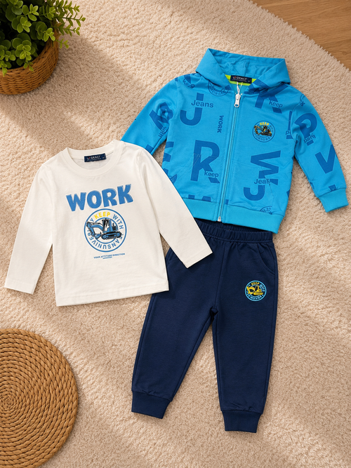 3-Piece Boys Hoodie Set – Work Construction Theme