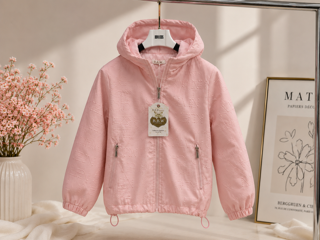 Girls' Light Pink Hooded Jacket