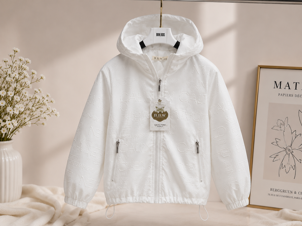 Girls' White Hooded Jacket