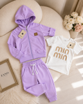 Girls' 3-Piece Lilac Hoodie Set