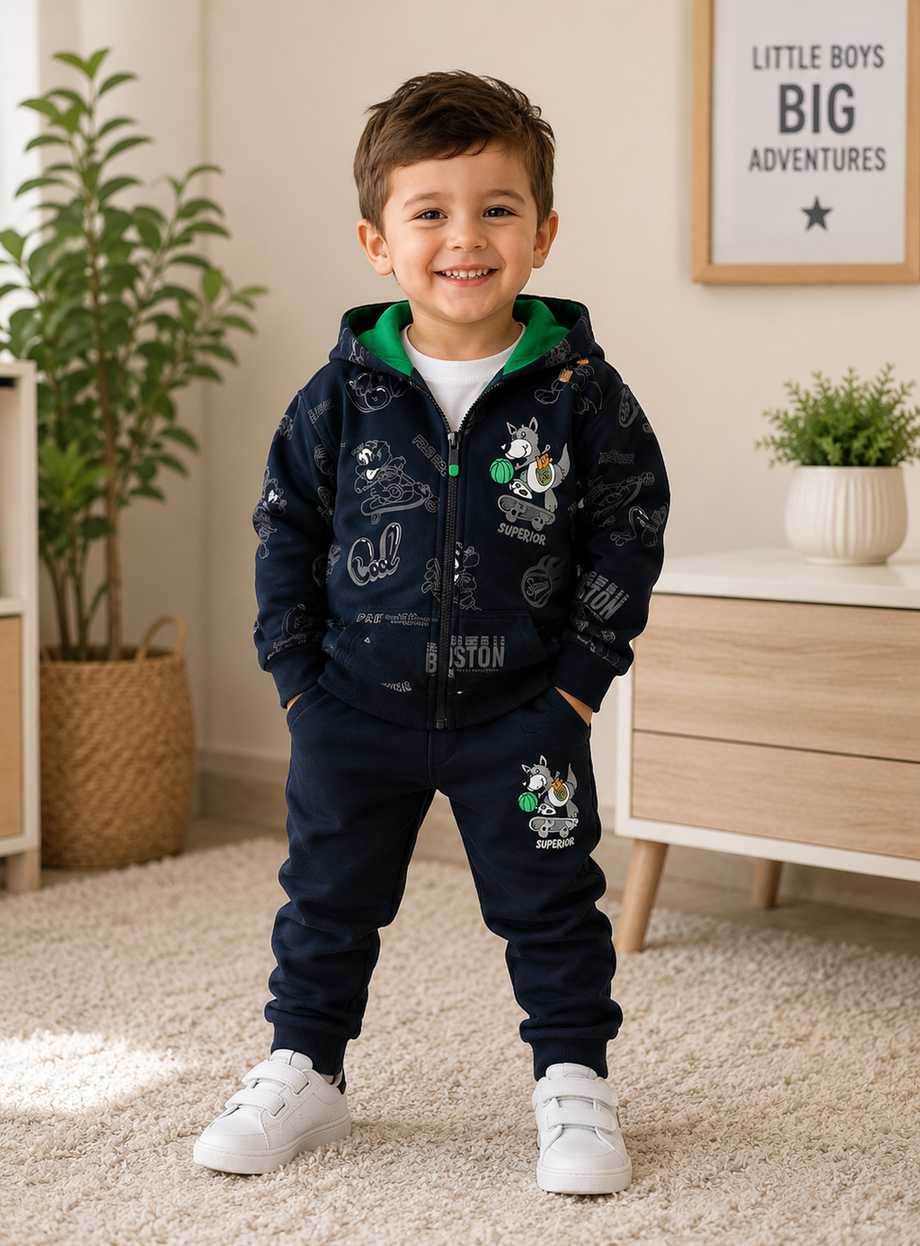 3-Piece Boys' Tracksuit Set – Hoodie, T-Shirt & Joggers
