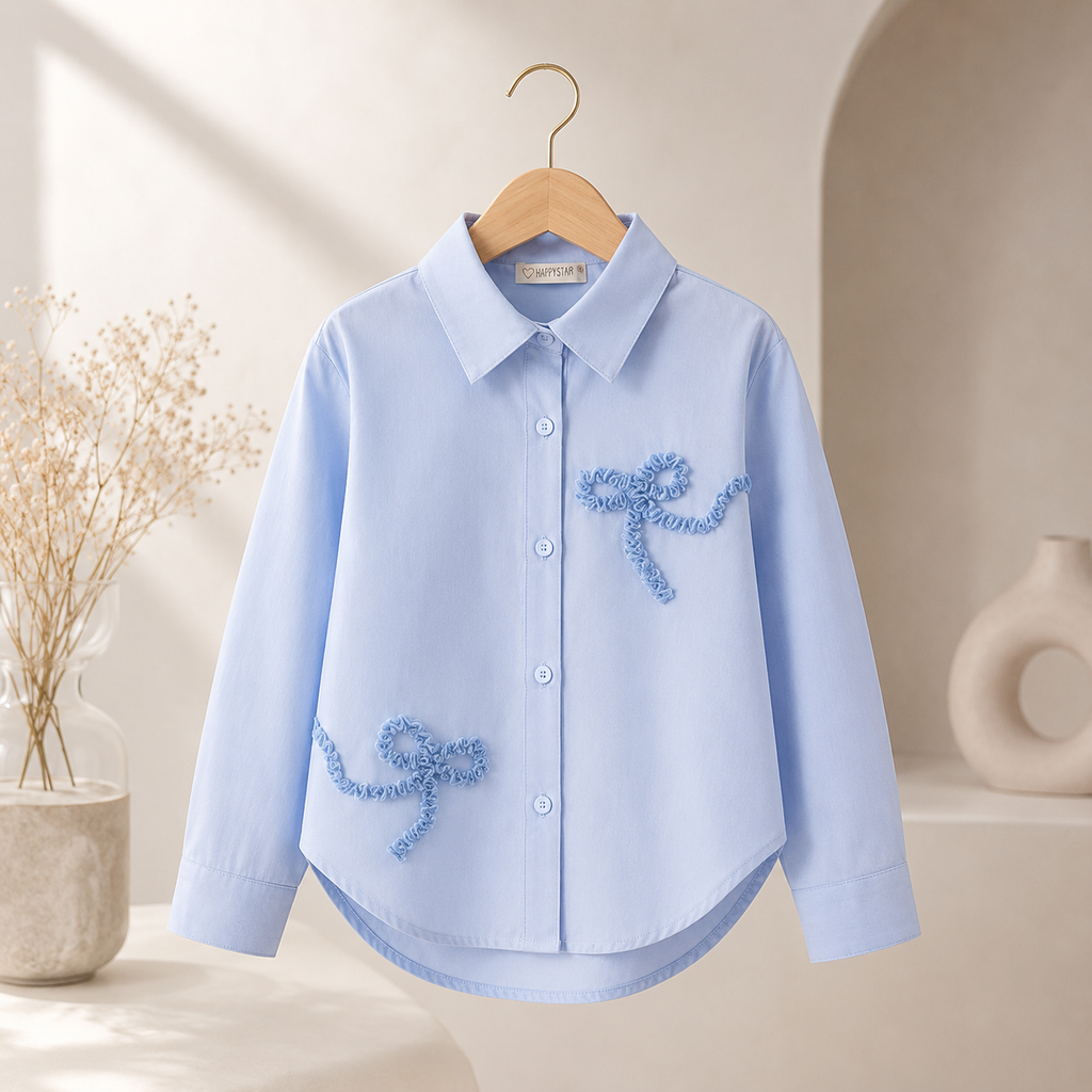 Girls’ Blue Bow Detail Blouse