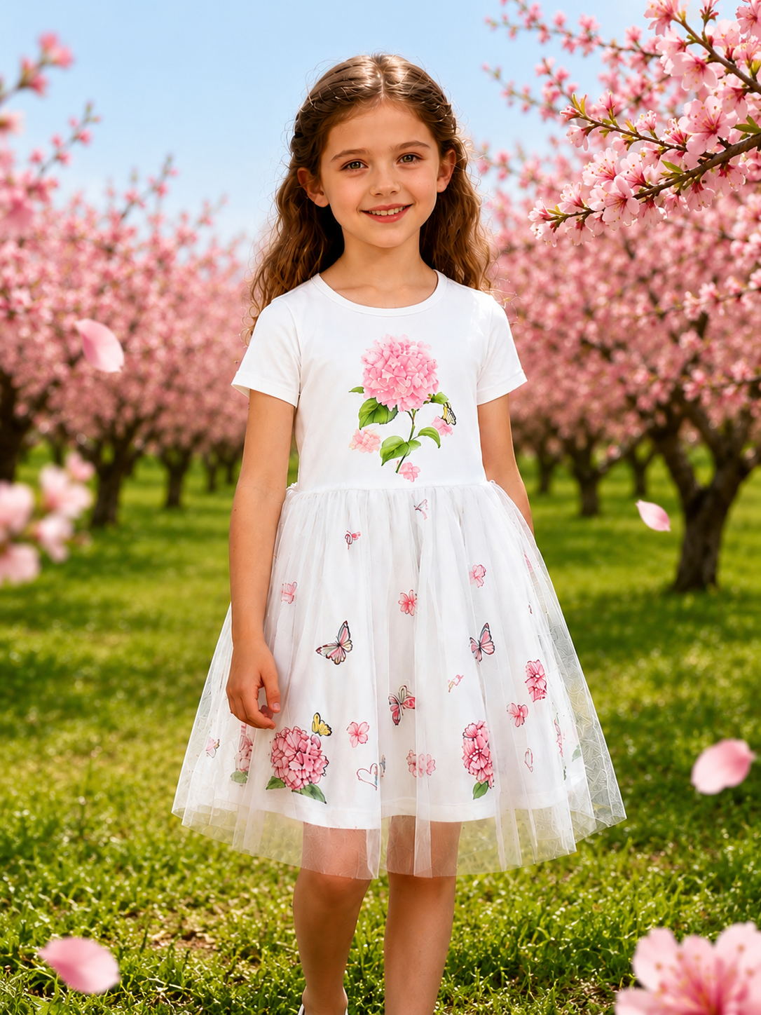 Girls' Cute Flower Prints Princess Dress