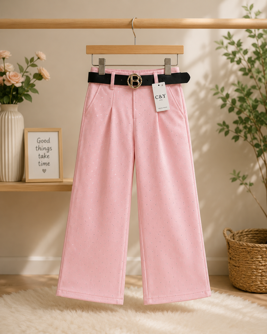 Girls' Elegant Wide-Leg Trousers