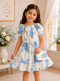 Girls' Floral Dress with Matching Crossbody Bag