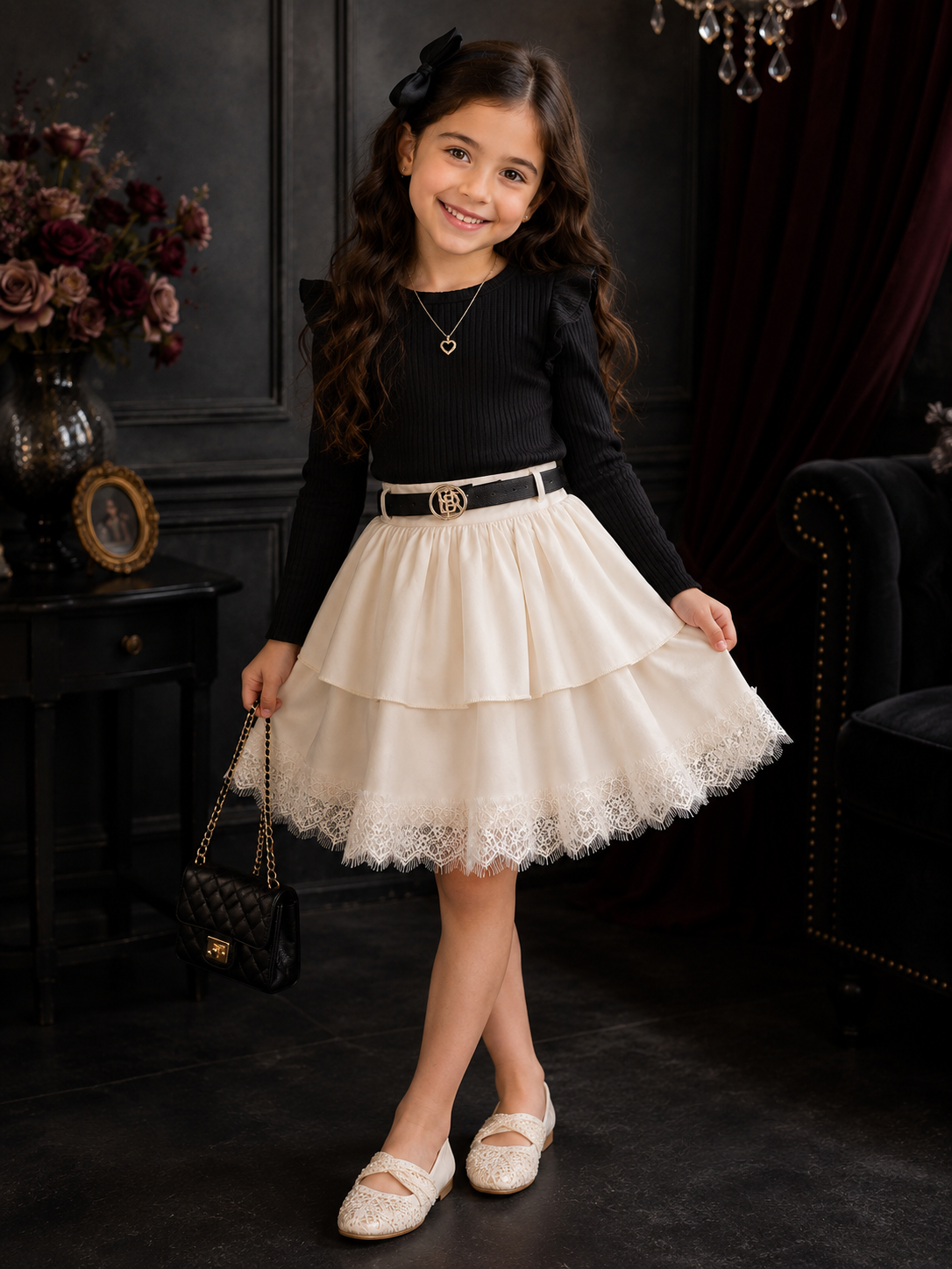 Girls' Elegant Lace Skirt