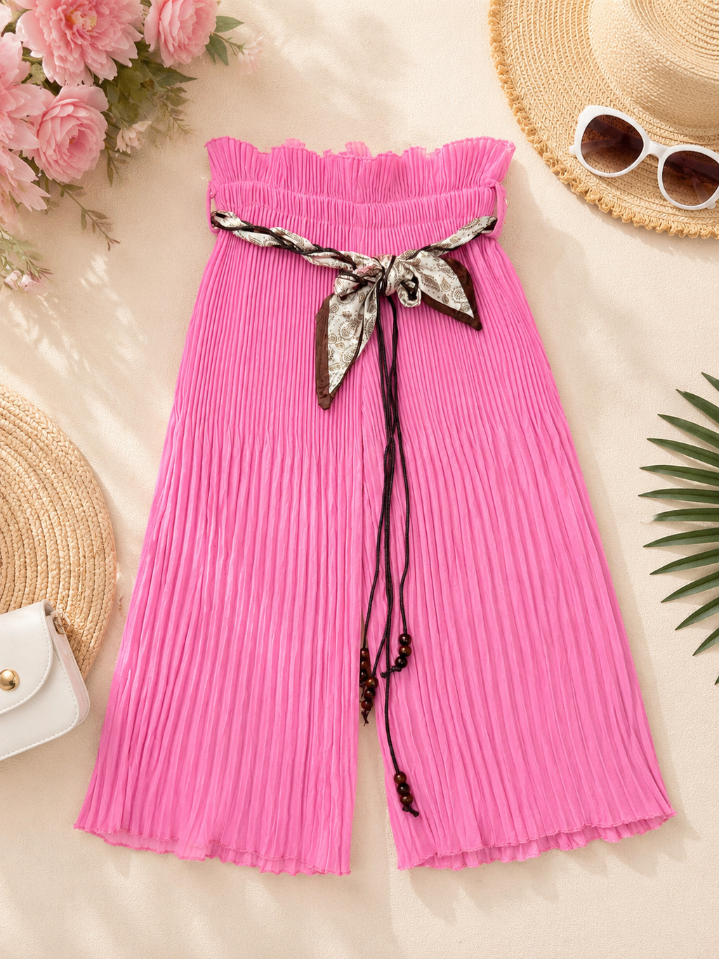Girls' Pleated Wide-Leg Trousers