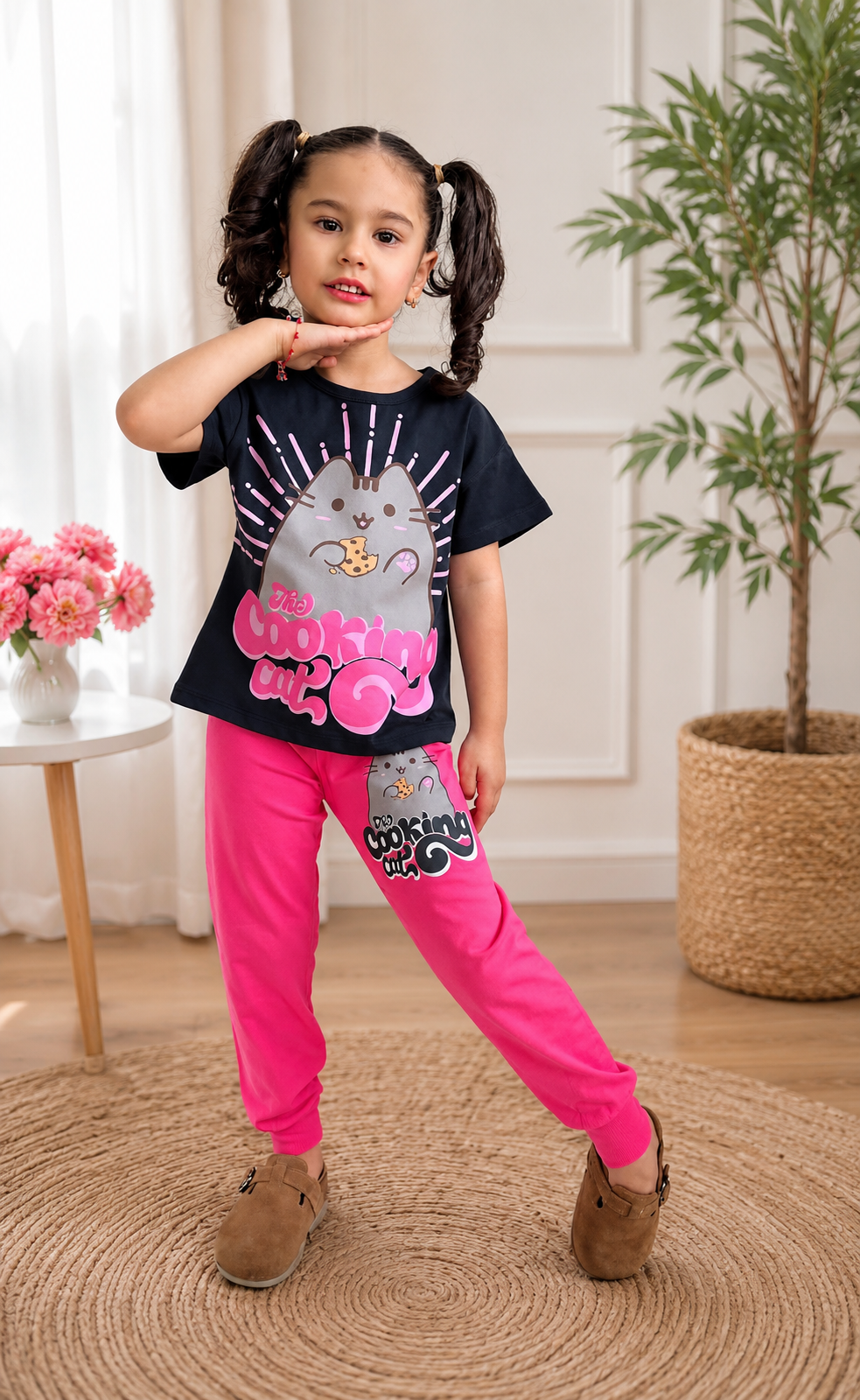 Girls' "Cooking Cat" 2-Piece Outfit