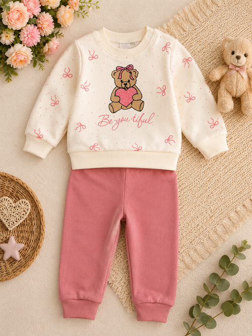 Baby Girls' Teddy Bear Sweatshirt & Jogger Set