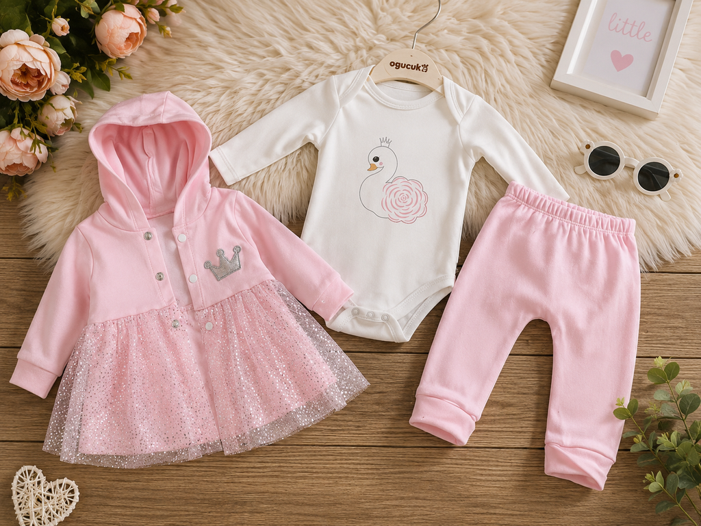 Baby Girls' 3-Piece Hooded Jacket Set