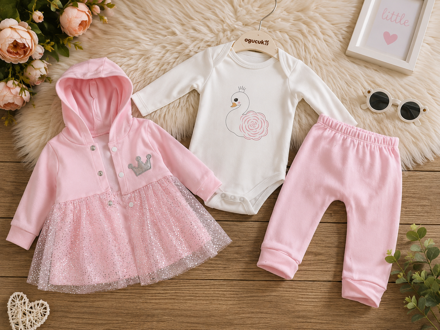 Baby Girls' 3-Piece Hooded Jacket Set