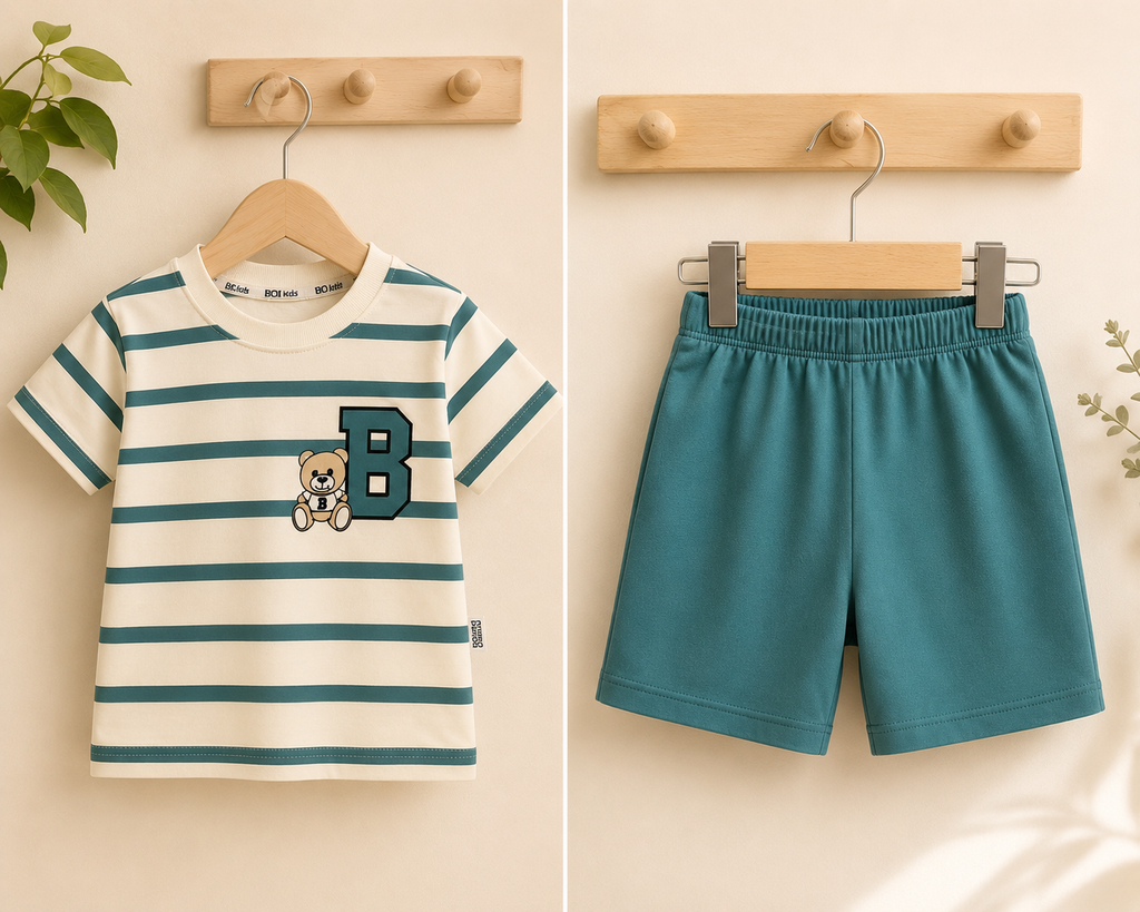 Boys' Striped T-Shirt & Shorts Set