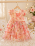 Girls' Elegant Floral Party Dress with Matching Mini Bag