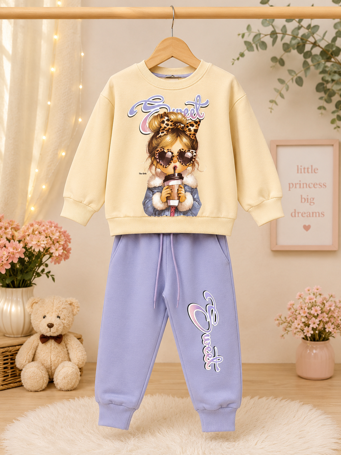 Girls "Sweet" Warm Tracksuit Set