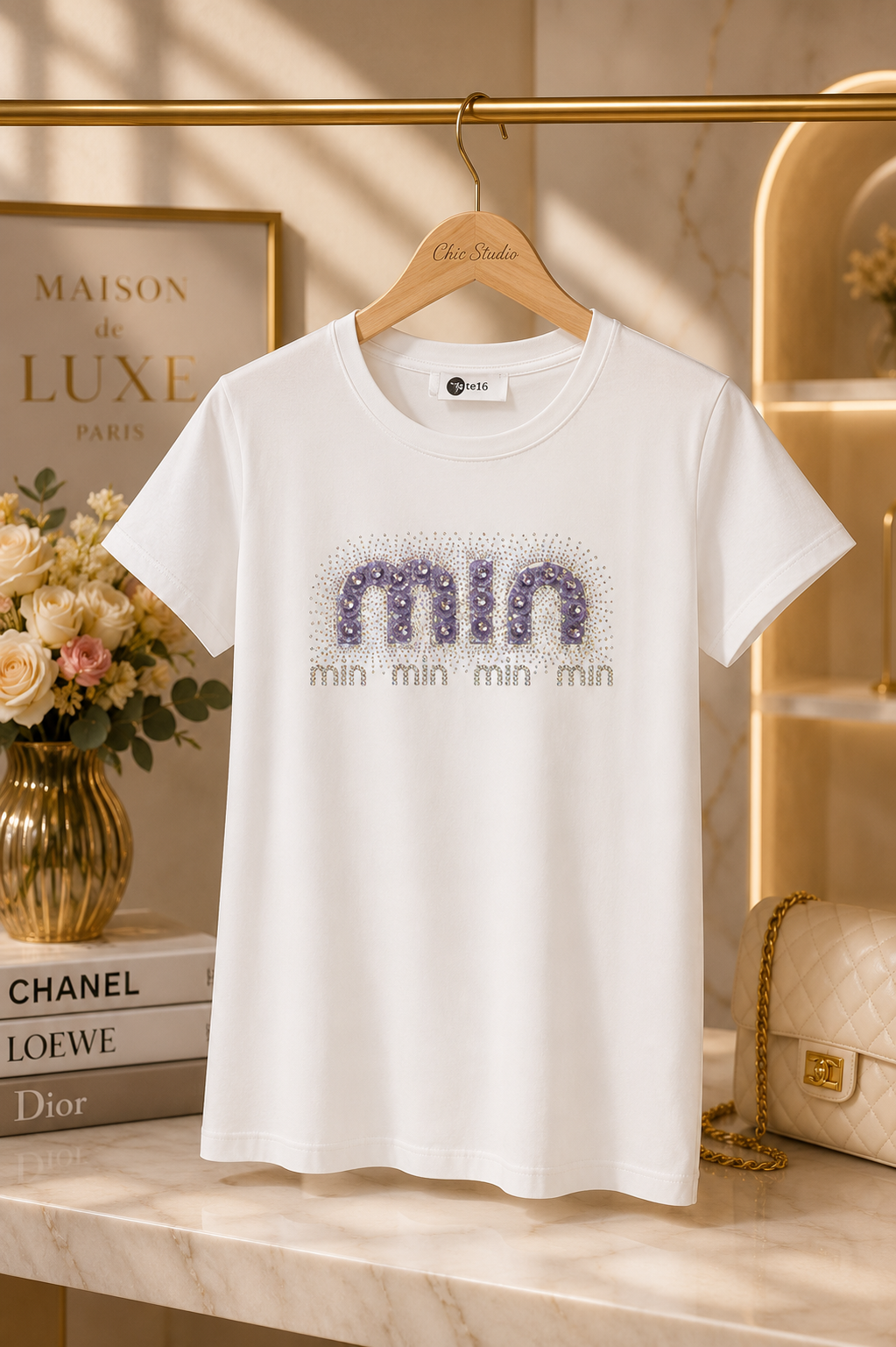 Women's Premium "MIN" Rhinestone T-Shirt