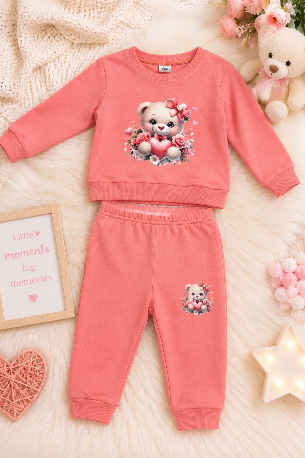 Baby Girls Teddy Bear 2-Piece Outfit Set