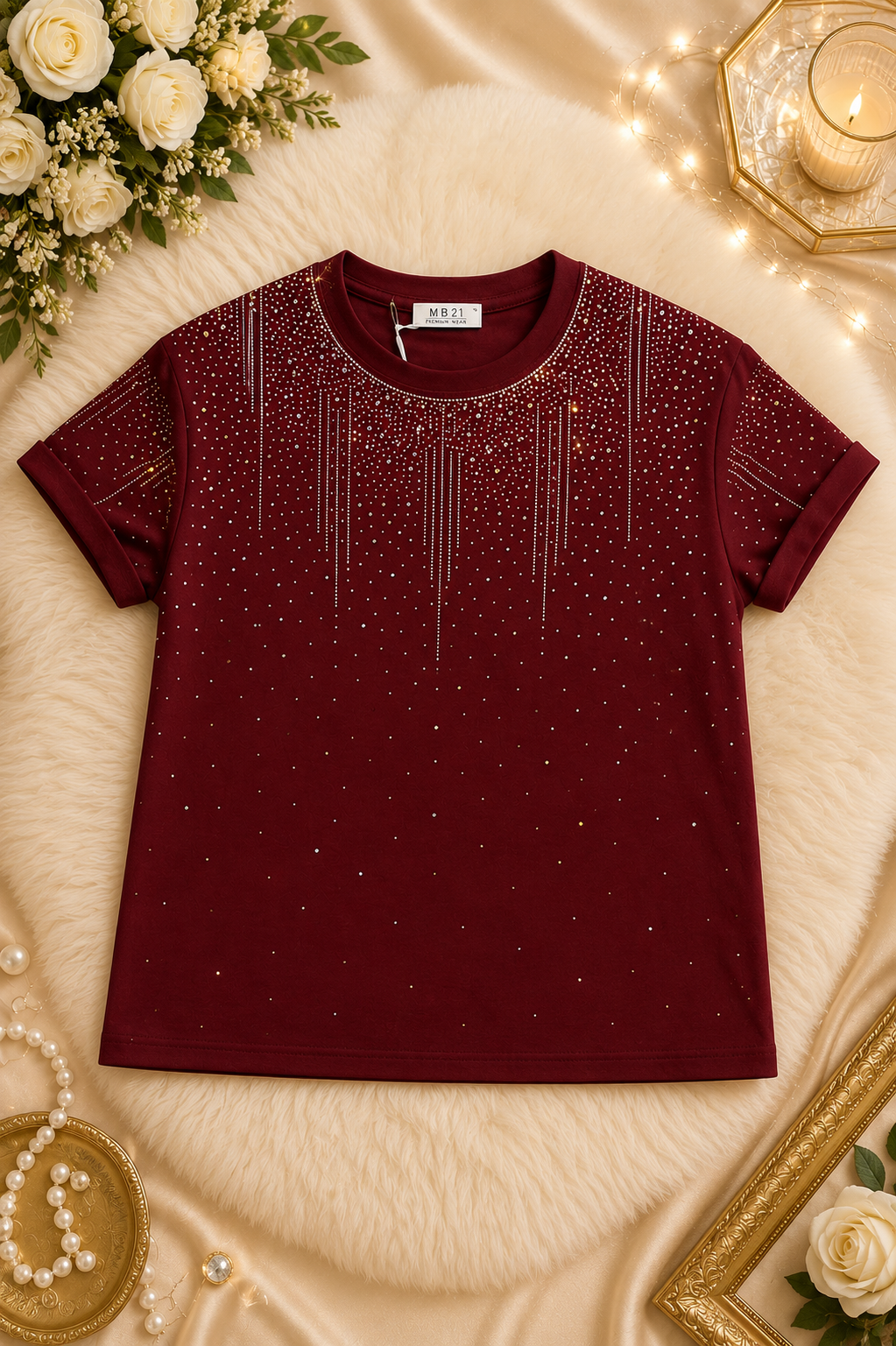 Women's Premium Rhinestone Sparkle T-Shirt