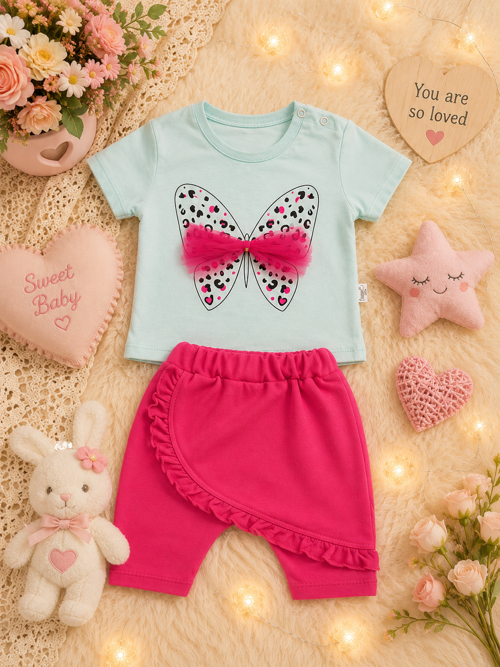 Baby Girls Butterfly 2-Piece Outfit Set