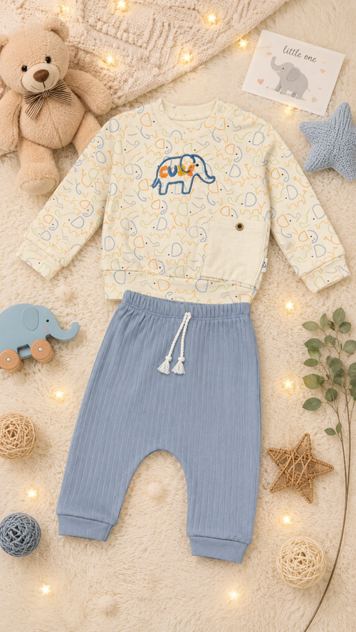 Baby Boys Elephant 2-Piece Outfit Set