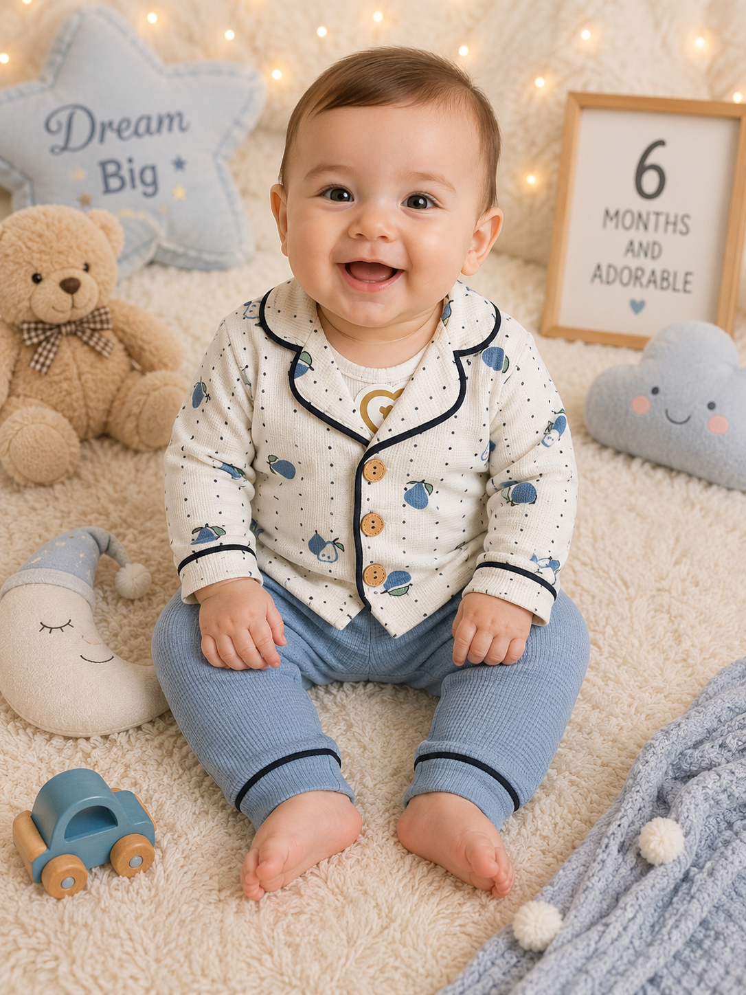 Baby Boys Waffle Knit 2-Piece Pajama Set