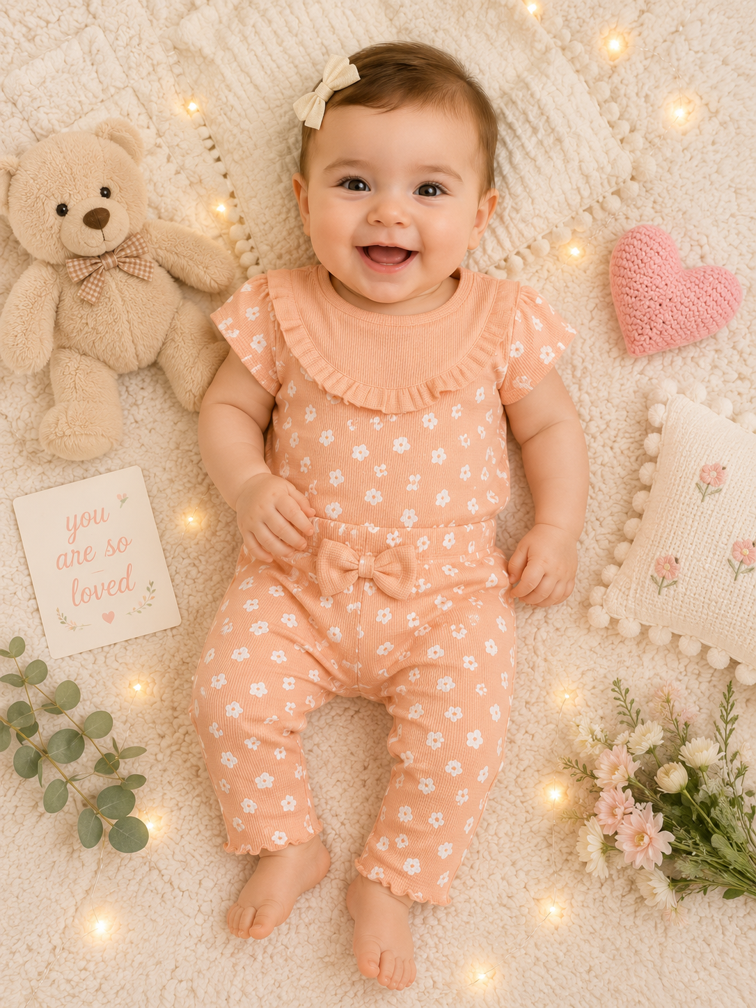 Baby Girls Waffle Knit 2-Piece Outfit Set