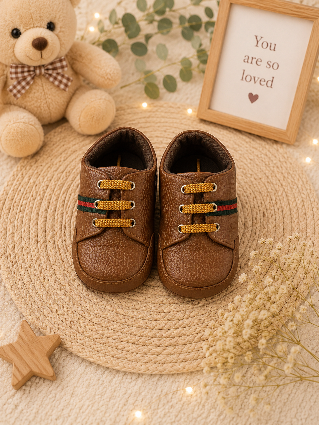 Baby Boys Classic Brown Soft Sole First Walker Shoes