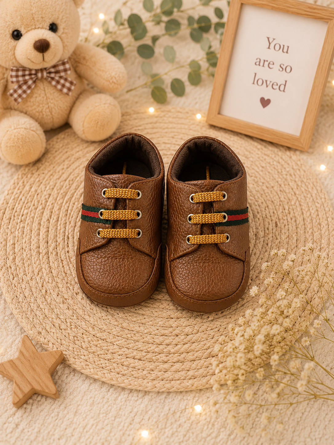 Baby Boys Classic Brown Soft Sole First Walker Shoes
