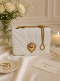 Elegant Light Grey Quilted Crossbody Handbag