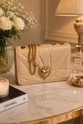 Elegant Beige Quilted Crossbody Handbag