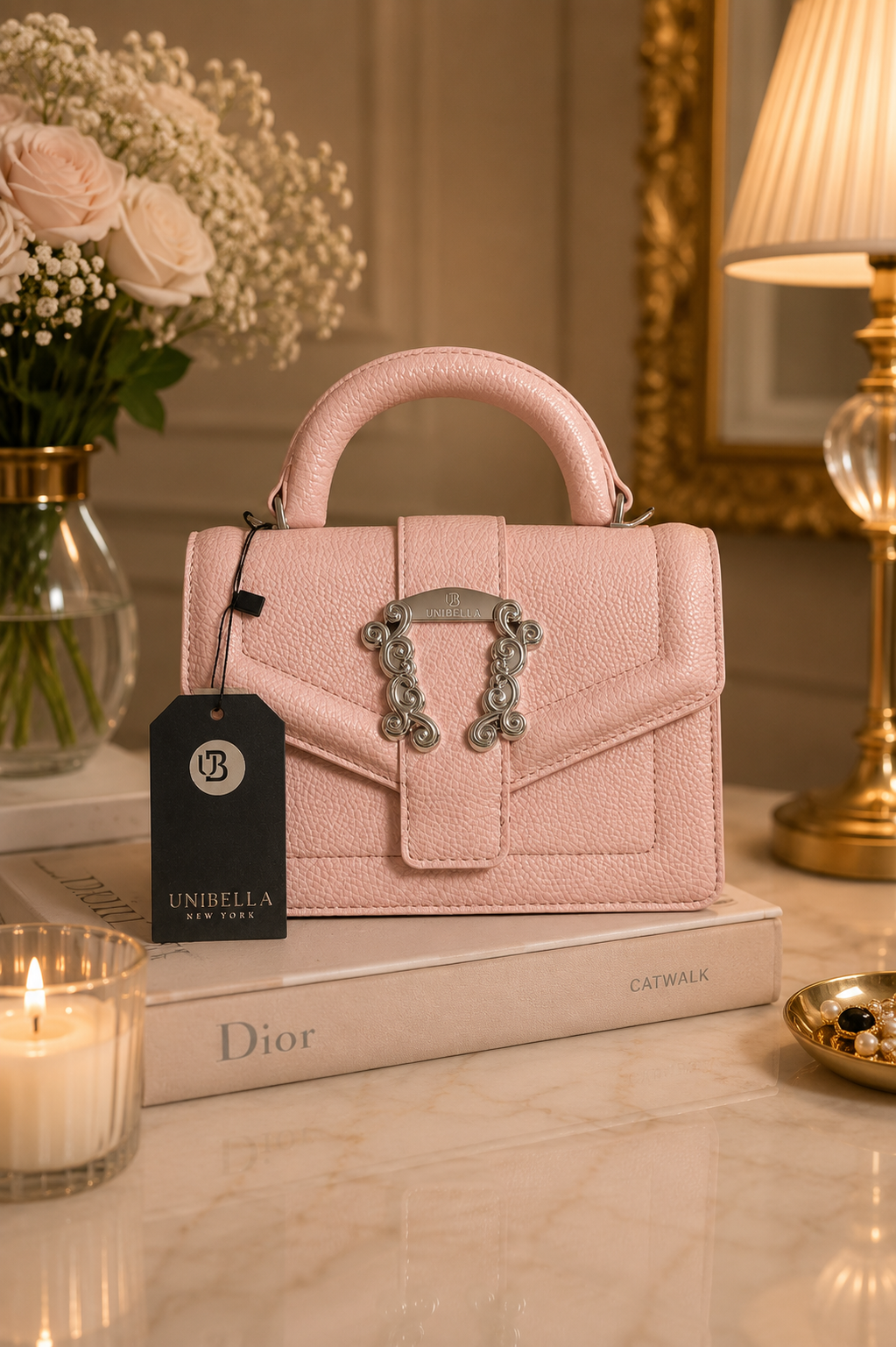 Elegant Pink Top Handle Handbag