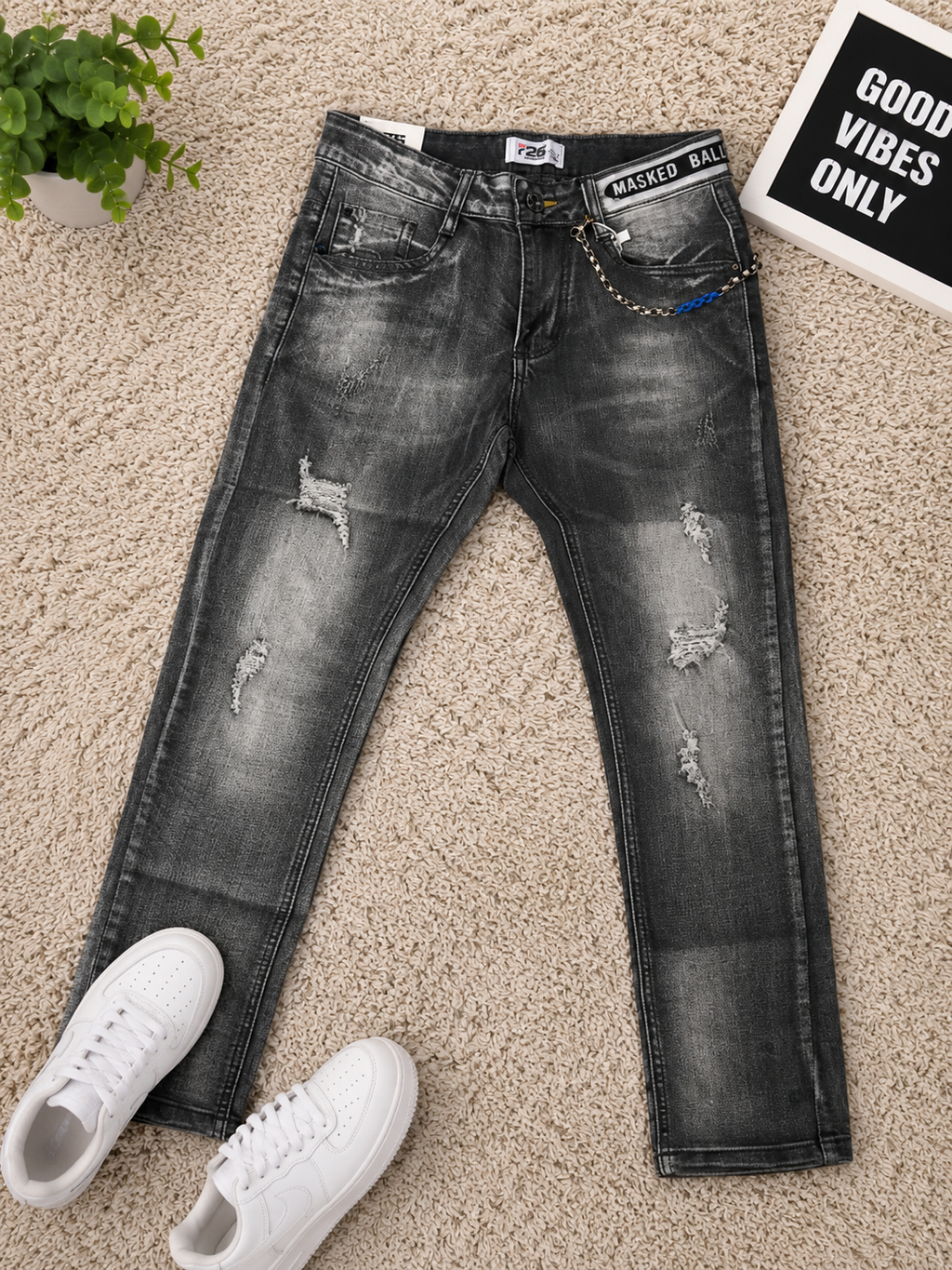 Boys' Distressed Grey Skinny Jeans