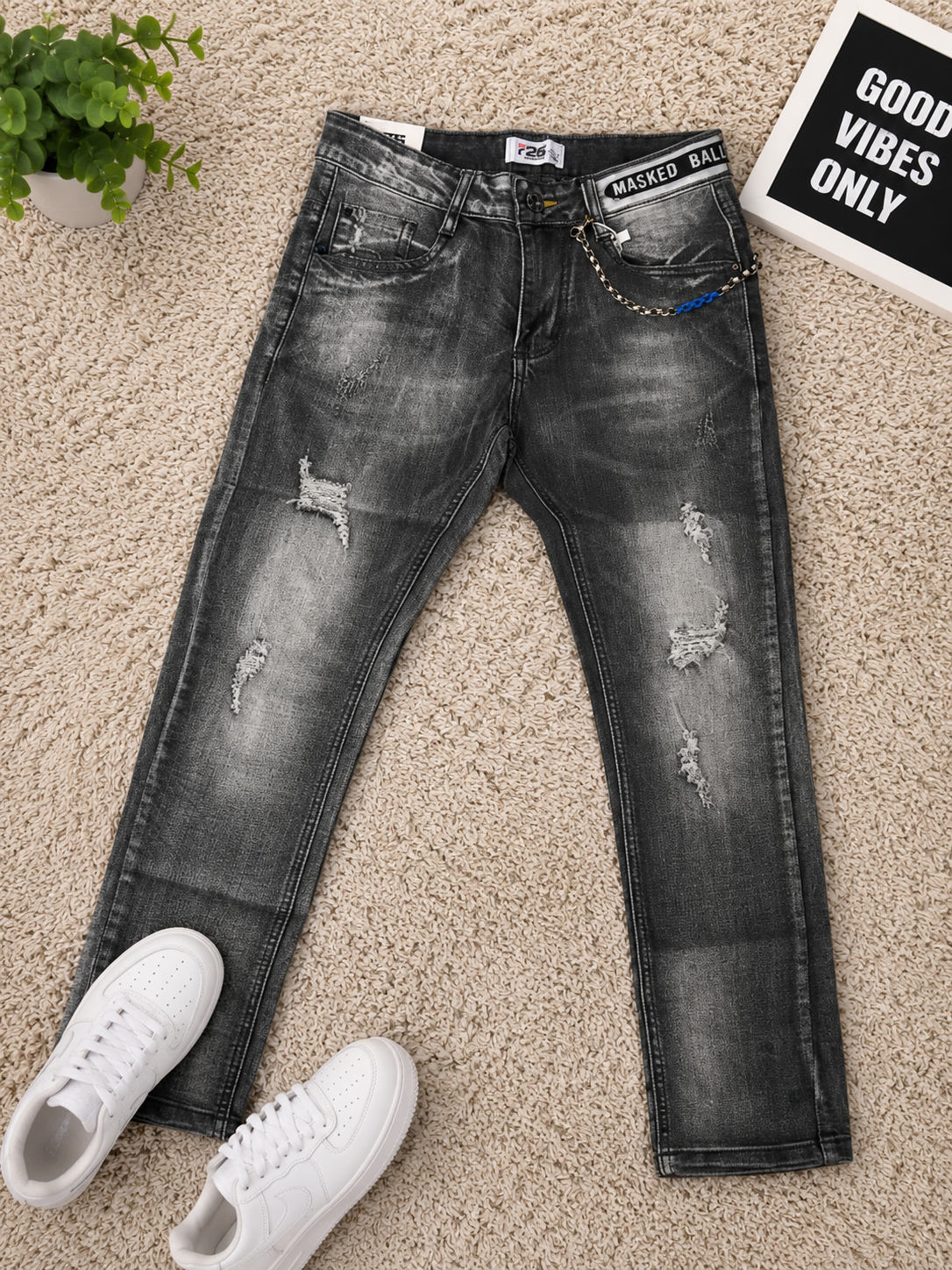 Boys' Distressed Grey Skinny Jeans