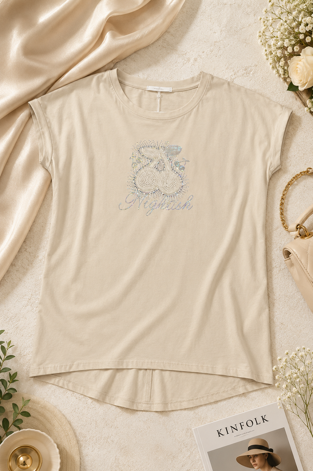 Women's Beige Graphic Tunic Dress