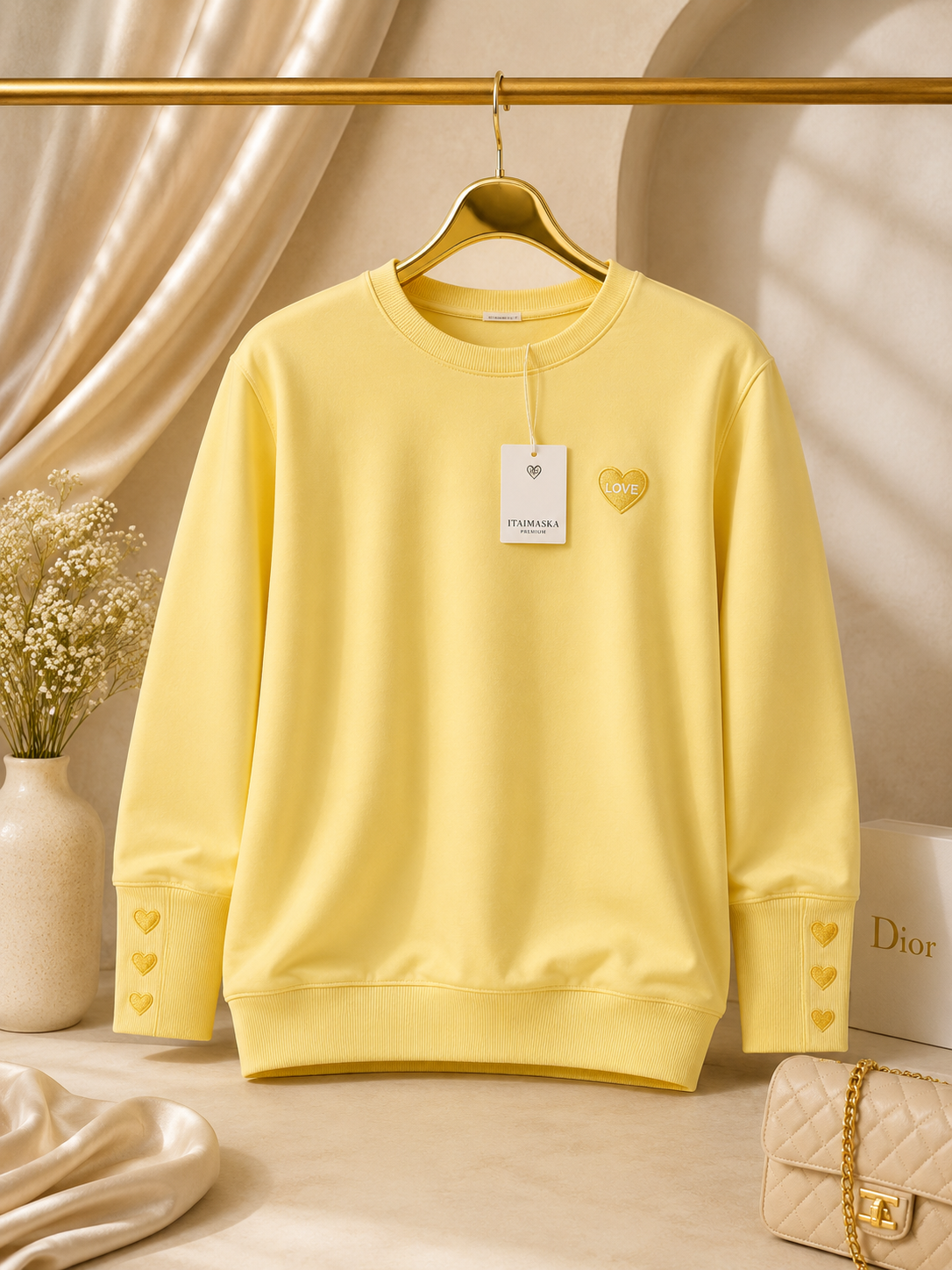 Yellow Heart Detail Sweatshirt