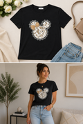 Black  Embellished Graphic T-Shirt