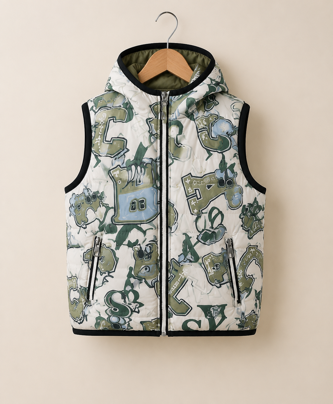 Reversible Kids Hooded Puffer Vest