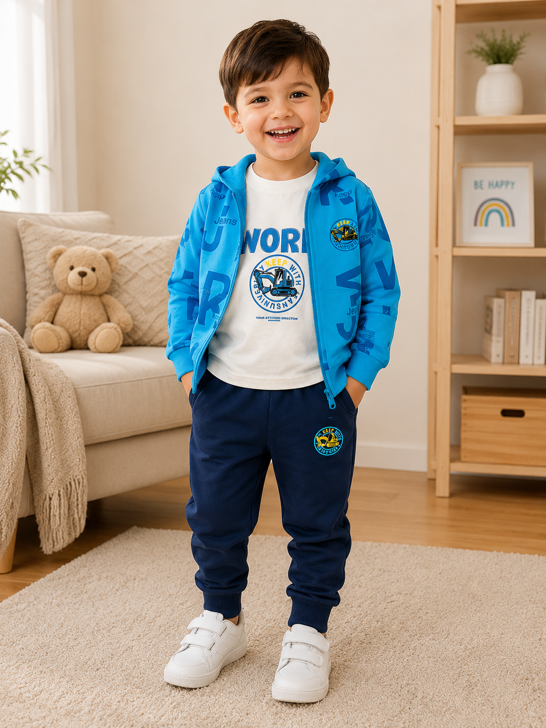 3-Piece Boys Hoodie Set – Work Construction Theme