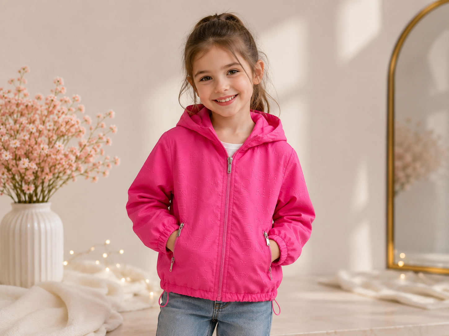 Girls' Dark Pink Hooded Jacket