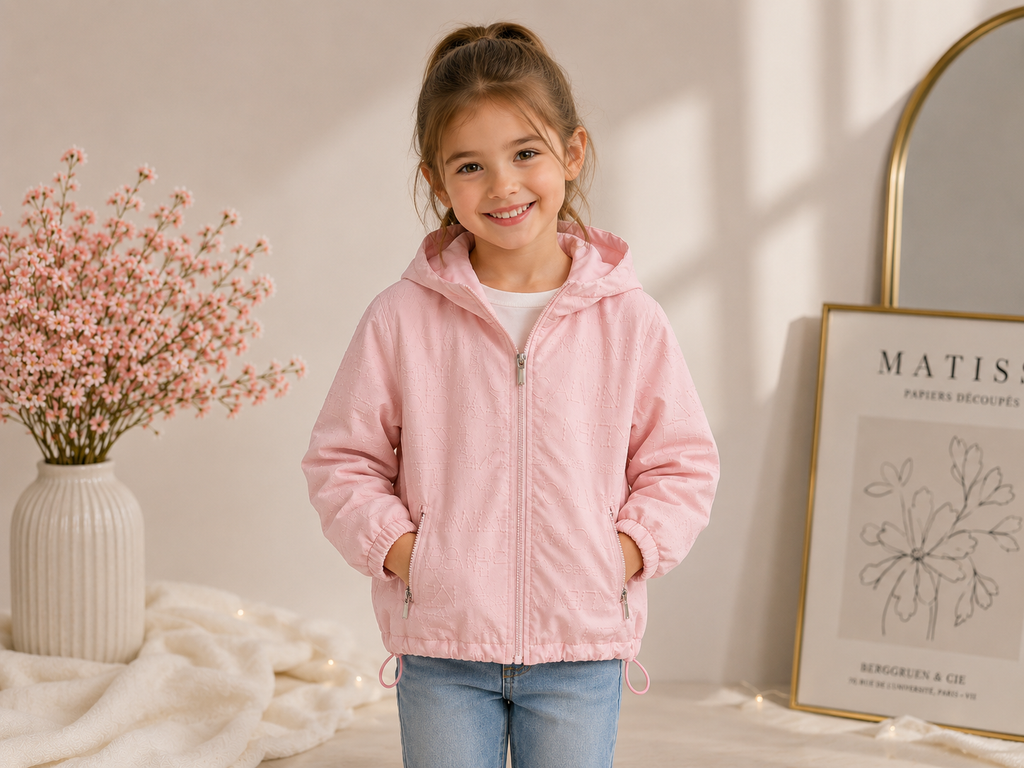Girls' Light Pink Hooded Jacket