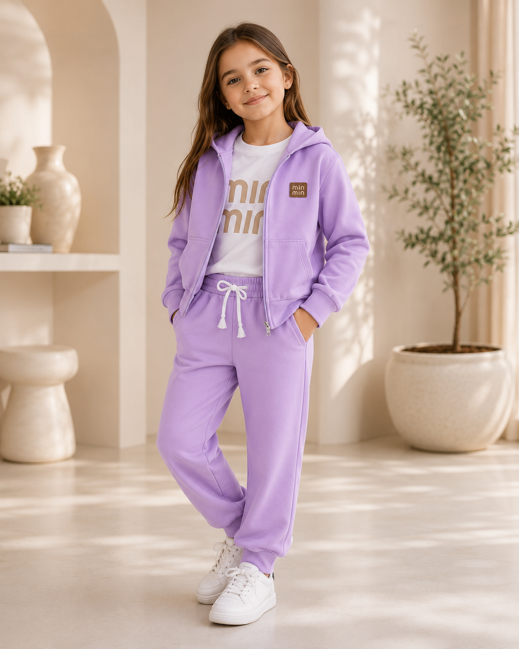 Girls' 3-Piece Lilac Hoodie Set