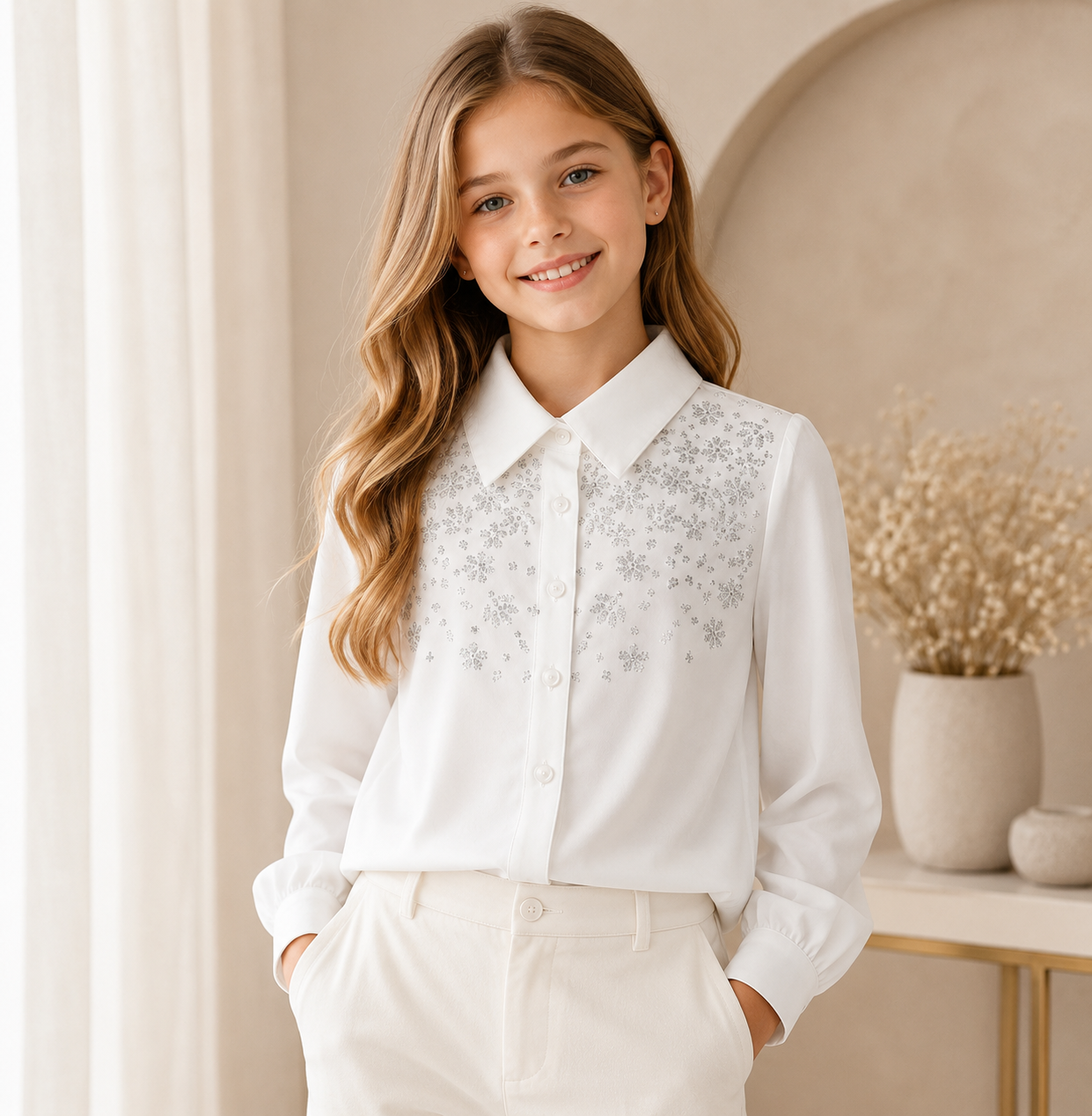Elegant White Embellished Blouse