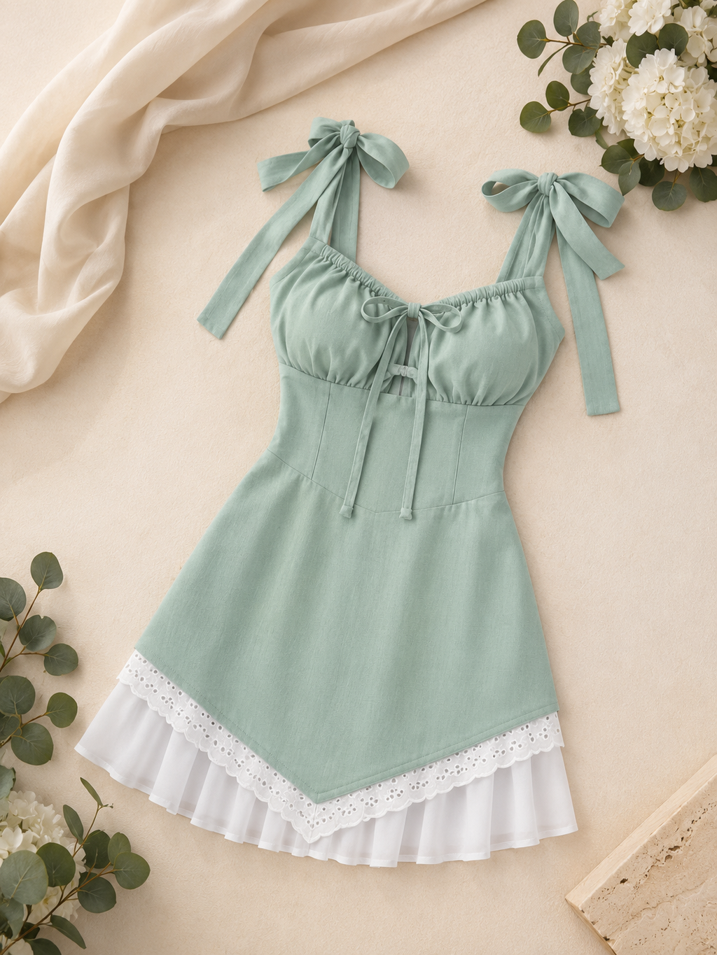 Luxe Description – Mint Lace Mini Dress
