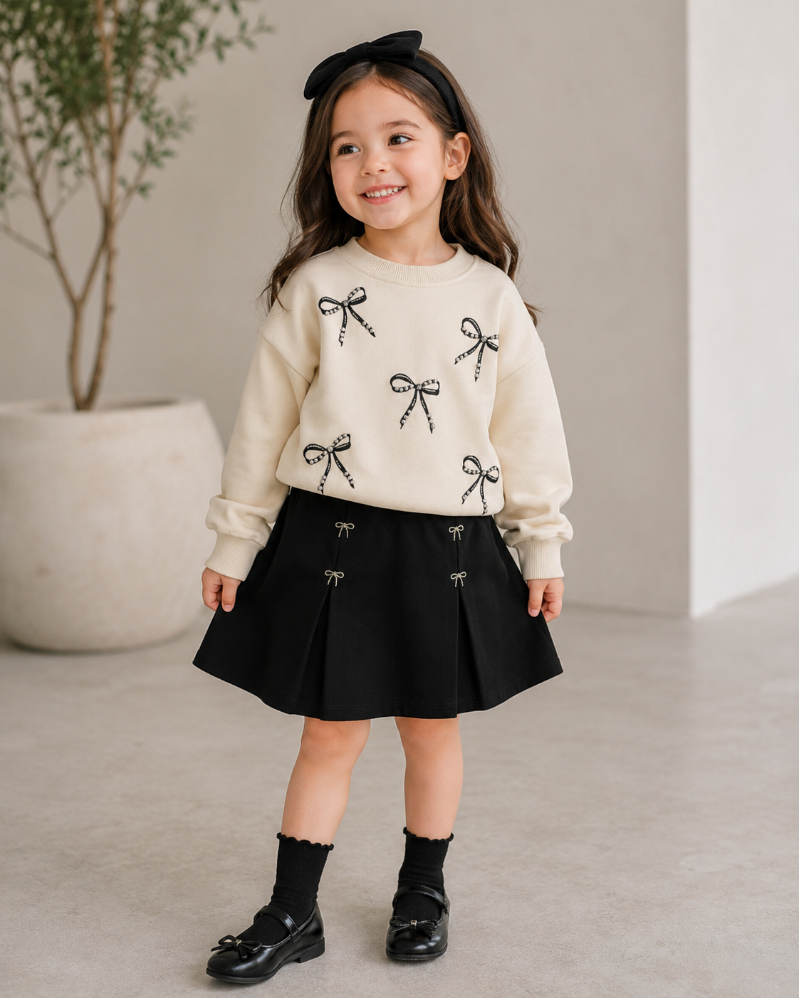 Girls'Long sleeve shirt+ shorts