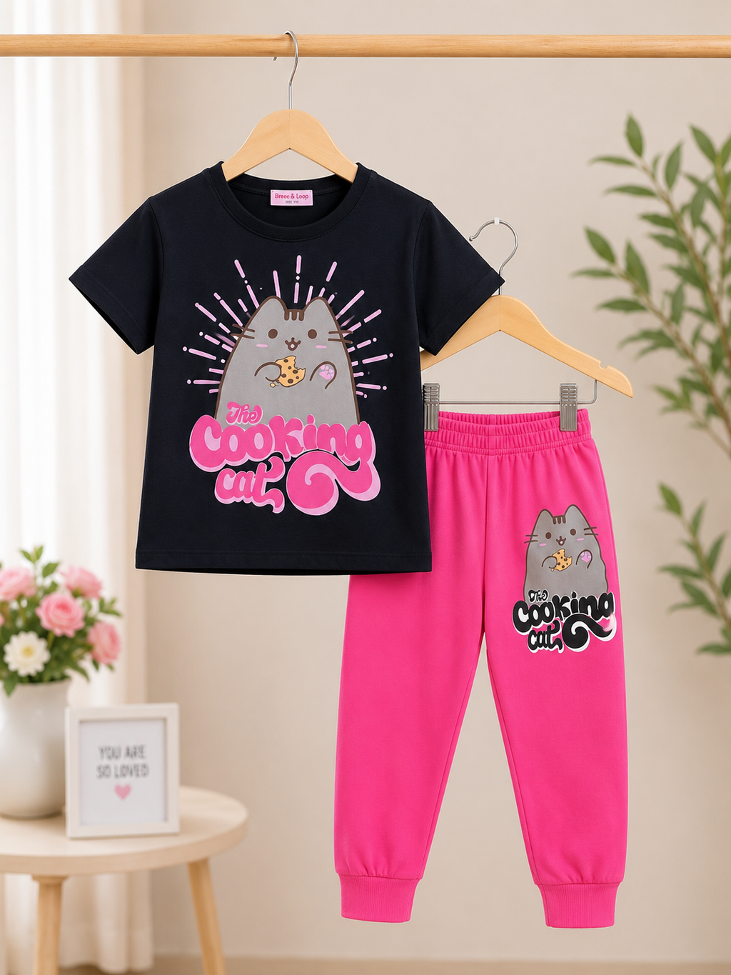 Girls' "Cooking Cat" 2-Piece Outfit