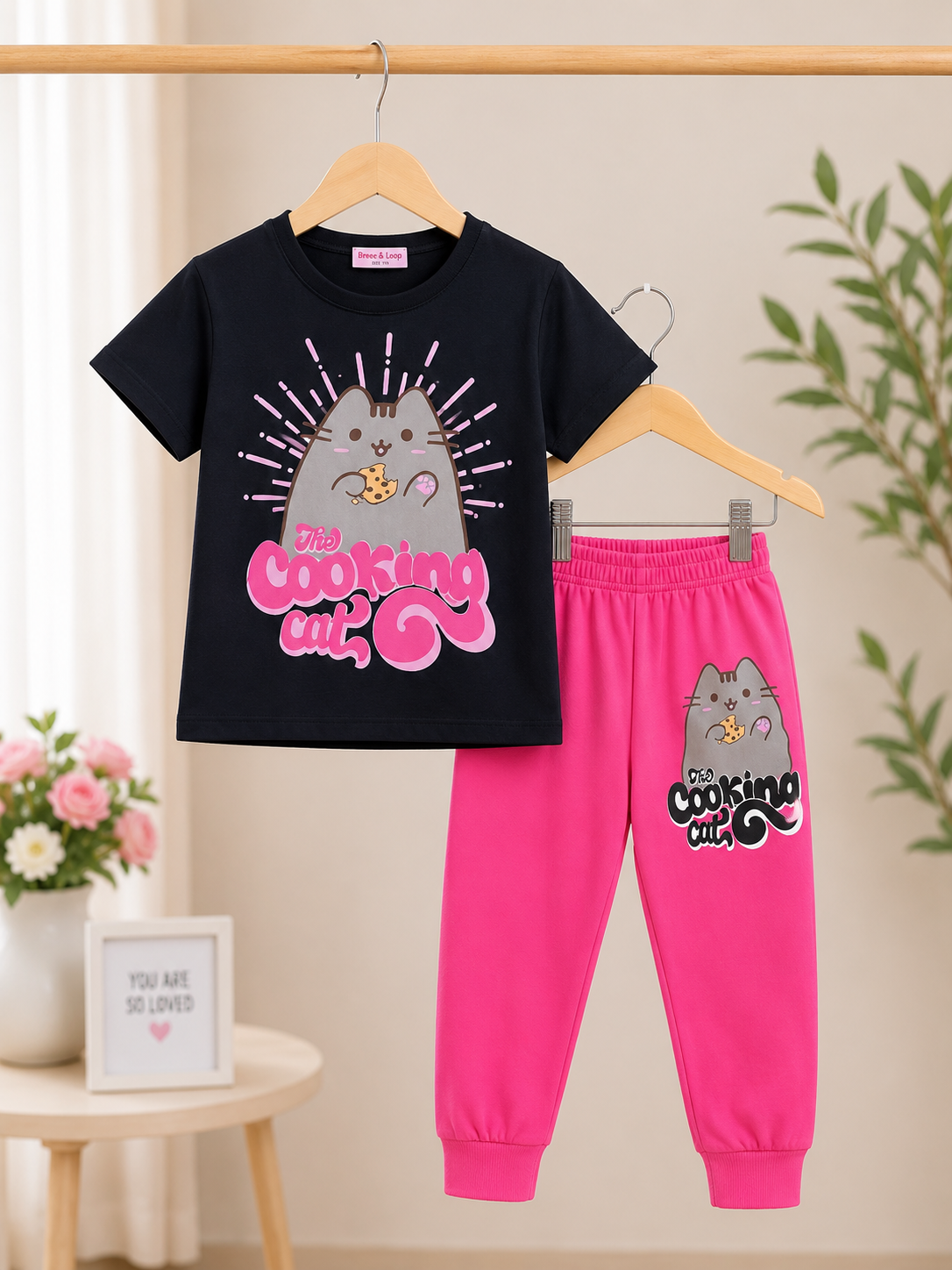 Girls' "Cooking Cat" 2-Piece Outfit