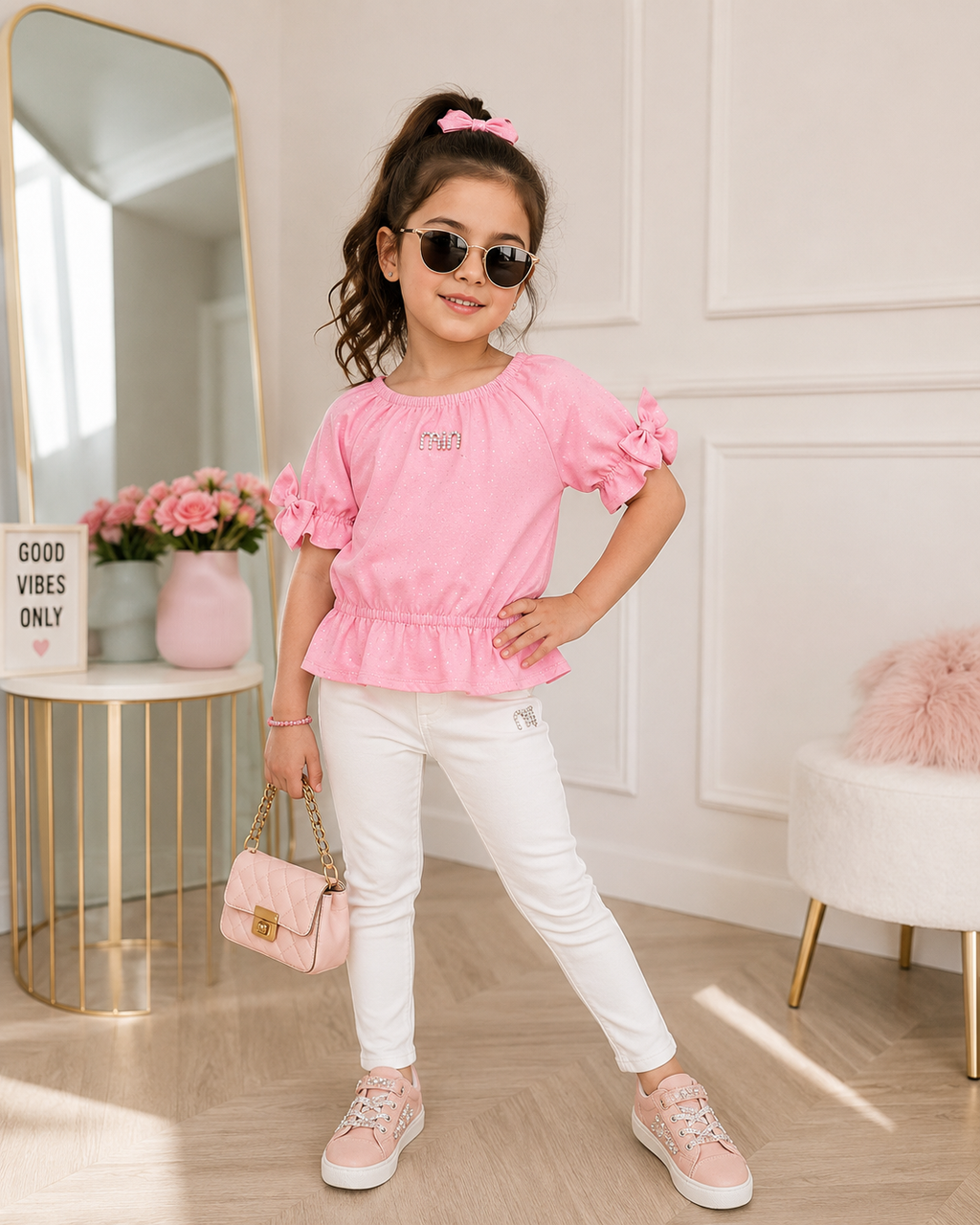 Girls' Sparkle Off-Shoulder Blouse