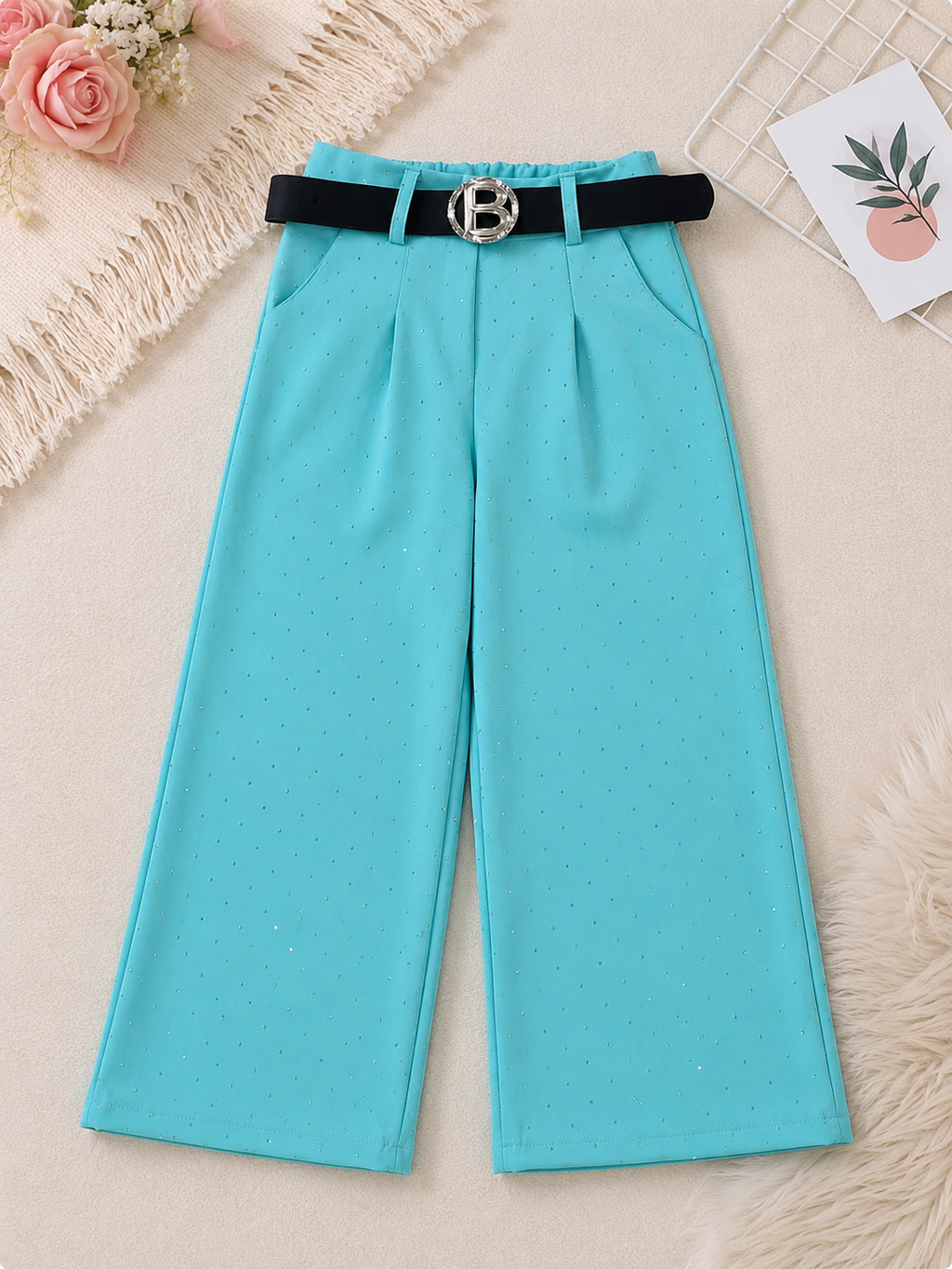 Girls' Sparkle Wide-Leg Trousers
